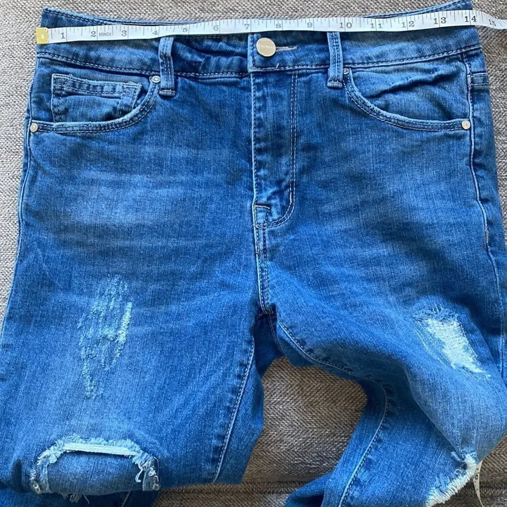 Sanctuary Denim Women’s Mid-Waisted Distressed Skinny Jeans Med Wash Size 27